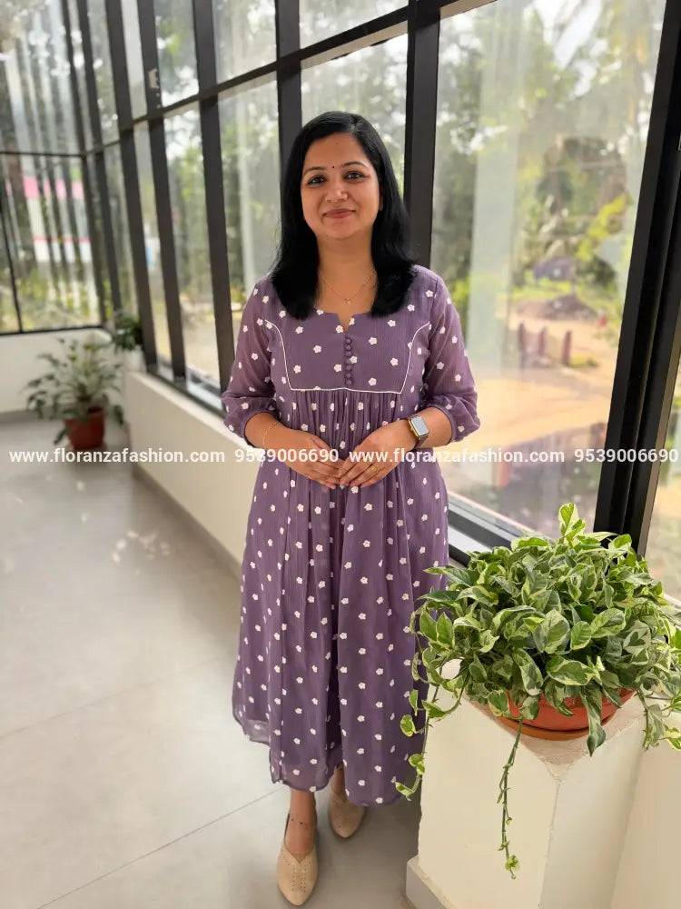 Florista Aline Kurti in Mul-Chiffon - Lavender (4067F) - LAVENDER / S