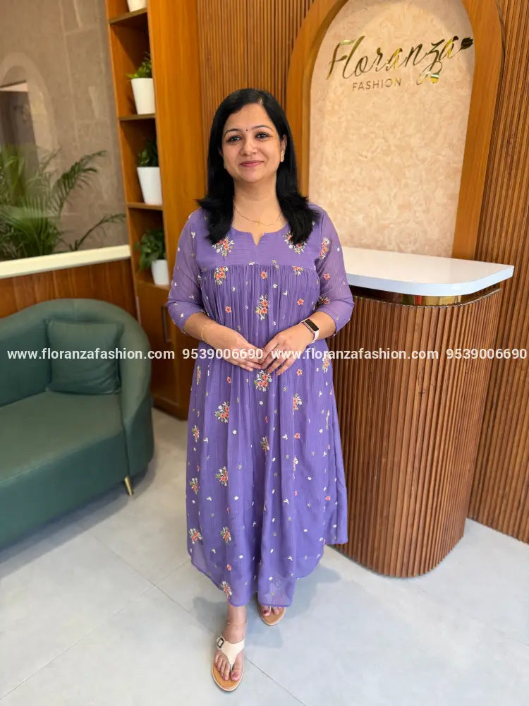 Florista Aline Kurti in Mul-Chiffon - Lavender(4171A) - LAVENDER / S