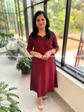 Florista Aline Kurti in Premium Silk Fabric - 3598 - Maroon / S