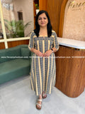 Florista Aline Kurti in Printed Cotton - Beige n Blue (4147B) - Beige n Blue / M