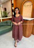 Florista Aline Kurti in Printed Cotton - Maroon (4147A) - Maroon / M