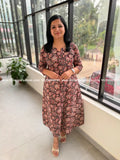 Florista Aline Kurti in Pure Cotton Kalamkari - Black (4114D) - BLACK / M
