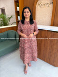 Florista Aline kurti in pure cotton kalamkari - Brick Brown (4117C) - Brick Brown / M