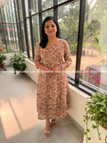 Florista Aline Kurti in Pure Cotton Kalamkari - Chiku (4114A) - CHIKU / M