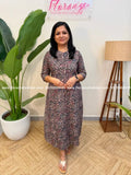 Florista Aline kurti in pure cotton kalamkari - Dark Brown(4117E) - Dark Brown / M