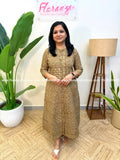 Florista Aline kurti in pure cotton kalamkari - Light Green(4117G) - Light Green / M