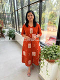 Florista Aline Kurti in Vatican Silk - Burnt Orange (4116C) - Burnt Orange / XS