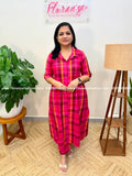 Florista Co-ord set in Madras Check - Rani Pink (3772B) - Rani Pink / XS