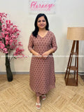 Florista Co-ord set in Printed Georgette - Nude Brown n Maroon (3753) - Nude Brown n Maroon / S