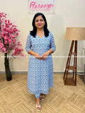 Florista Co-ord set in Printed Georgette - White n Indigo (3753) - White n Indigo / S