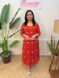 Florista Designer Kurti In Mul-Chanderi - Burnt Orange (4025A) - Burnt Orange / S