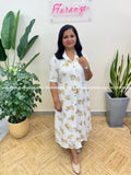 Florista Indo-Western Dress in Imported Crushed Fabric - White n Yellow (3111R) - White n Yellow / S