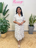 Florista Indo-Western Dress in Imported Crushed Fabric - White n yellow (3111W) - White n Yellow / S