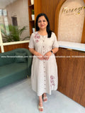 Florista Indo-Western Dress in Weaved Cotton - Light Chiku (4111A) - Light Chiku / M