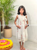 Pre-Book: Florista Onam Special Kids Frock in Mul- Chanderi - 3819 - Off-White / 20