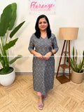 Florista Kurti in Ikat - Grey (4060C) - Grey / S