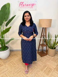 Florista Kurti in Ikat - Navy Blue (4060B) - navy blue / S