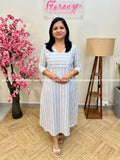 Florista Kurti In Imported Cotton - Blue n White (3833) - Blue n White / S