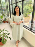 Florista Kurti In Imported Cotton - Light Pastel Green (3833) - LIGHT PASTEL GREEN / S
