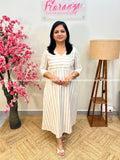 Florista Kurti In Imported Cotton - Off-White n Nude Brown (3833) - Nude Brown / S