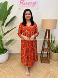 Florista Kurti In Mul-Chanderi - Burnt Orange (3604C) - Burnt Orange / M