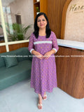 Florista Kurti in Mul Chanderi - Lavender (4136A) - LAVENDER / S