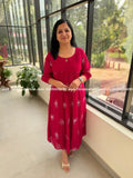 Florista Kurti in Mul Chanderi - Wine Pink (4108C) - Wine Pink / S