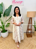 Florista Kurti In Mul-Chanderi with embroidery - Brick Orange n Peach (3835AA) - Brick Orange / XS