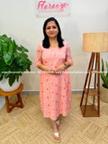 Florista Kurti In Mul-Chanderi with embroidery - Peach(4001) - PEACH / XS