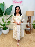 Florista Kurti In Mul-Chanderi with embroidery - Yellow (3835C) - Yellow / XS