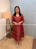 Florista Kurti in Premium Tissue Silk - Brick (3981C) - Brick / XS