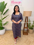 Florista Kurti in Printed Cotton - Blue (3997B) - Blue / M