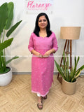 Florista Kurti in Weaved Cotton - Pink (3904D) - Pink / M