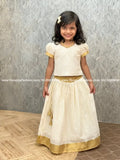 Florista Onam Special Kids Long Skirt and Top-Off-White(3926) - OFF-WHITE / 20