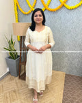 Florista Onam Special Kurti in Kerala Cotton n Tissue - Off-White (3897) - OFF-WHITE / S