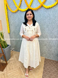 Florista Onam Special Kurti in Kora Cotton-Off-White(3890) - OFF-WHITE / M