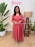 Florista Top n Dupatta Set in Mul-Chiffon - Mauve Peach (4047D) - Mauve Peach / M