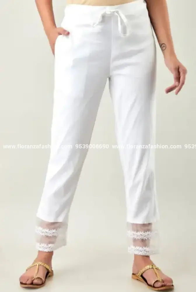 Lace Pant with Organza Patch - 1388