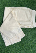 Florista Bottom in Slub Silk with Designer Patch - Off-White