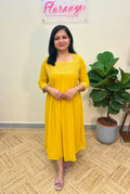 Florista Kurti in Blooming Georgette - Mustard Yellow (3156)