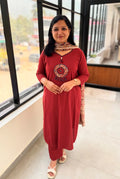 3 Piece Set in Cotton - Reddish Maroon (3231)