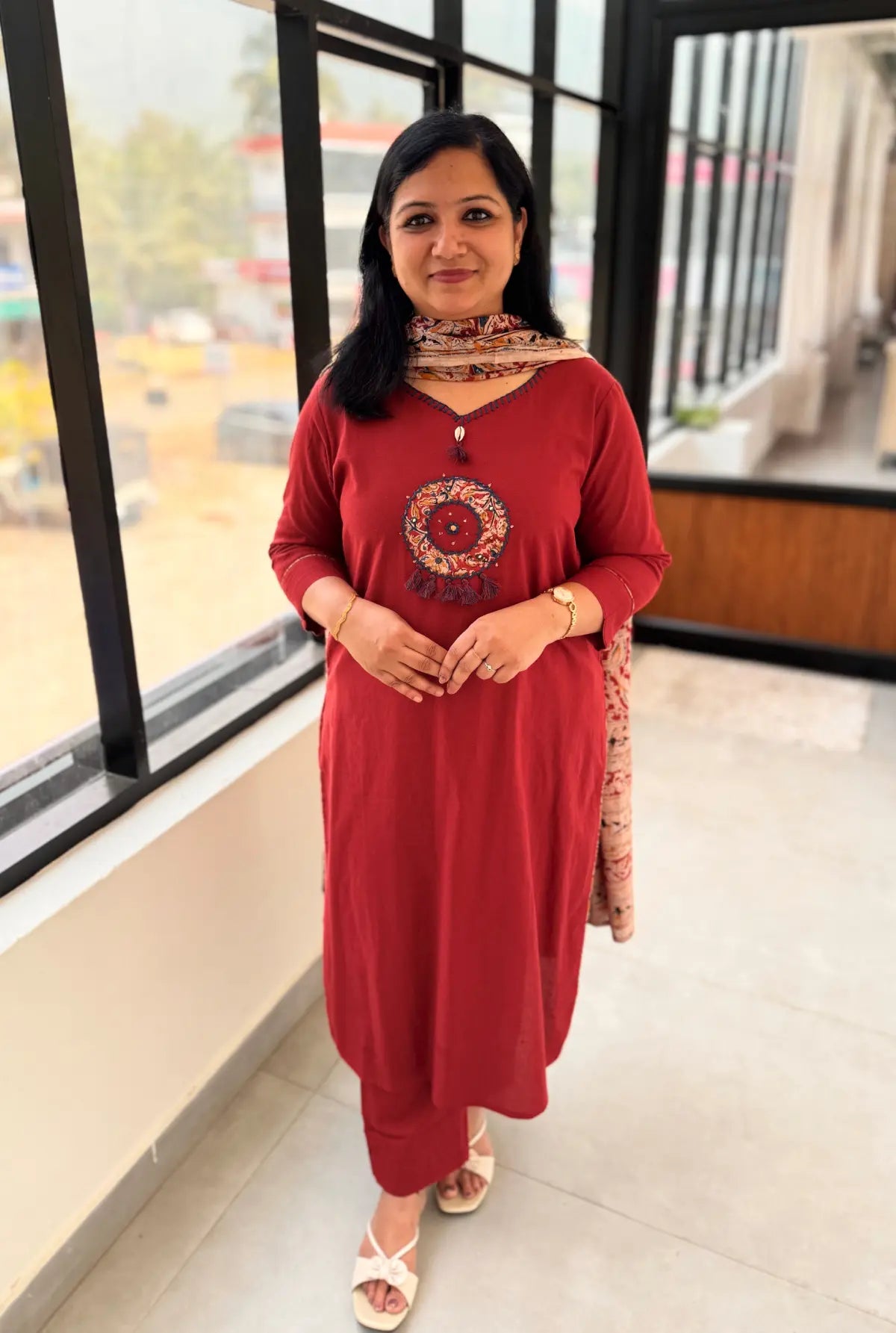 3 Piece Set in Cotton - Reddish Maroon (3231)