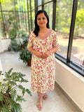 Florista 2 Piece Set in Printed Cotton - Off-White with Multi Colour Print (3491)