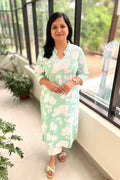 Branded Kurti In Premium Cotton - Turquoise mix Aqua Green (3617)