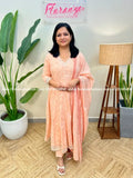 Onam Special 3 Piece Set in Premium Kora Cotton - Baby Peach (3944B) - Baby Peach / M