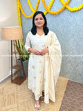 Onam Special 3 Piece Set In Premium Kora Cotton - Off white (3943) - Off-White / M