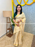 Onam Special Saree in Tissue - Off White (3936) - OFF-WHITE