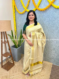 Onam Special Saree in Tissue - Off White (3936) - OFF-WHITE