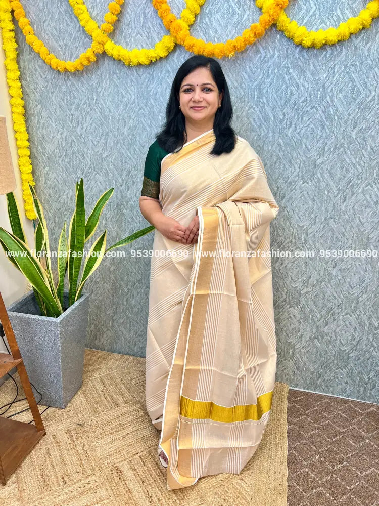 Onam Special Saree in Tissue - Rose Gold (3936) - Rose gold