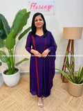 Party Wear 3 Piece Set in Fox Georgette - Violet (4126E) - Violet / M